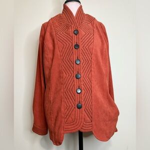 Bob Mackie Women's Orange Jacket with Geometric Design size large